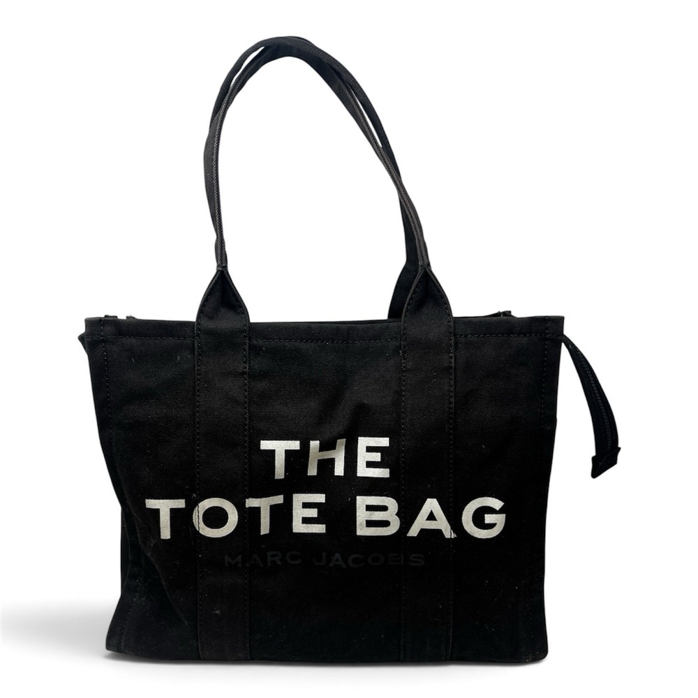 Marc Jacobs The Tote Bag Black Canvas Large 13 x 17 Zippered